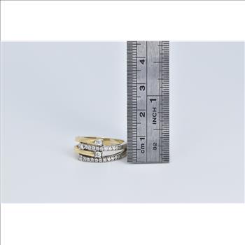 14K 0.25 Ctw Natural Diamond Wrap Layered Band Yellow Gold Ring, Size 5.75