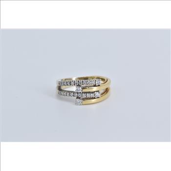 14K 0.25 Ctw Natural Diamond Wrap Layered Band Yellow Gold Ring, Size 5.75