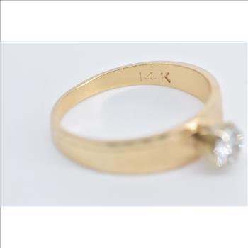 14K 0.26 Ct Natural Diamond Vintage Engagement Yellow Gold Ring, Size 6
