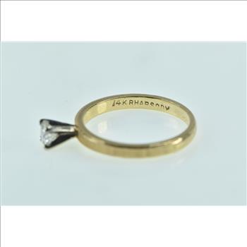 14K 0.27 Ct Diamond Solitaire Classic Engagement Yellow Gold Ring, Size 6