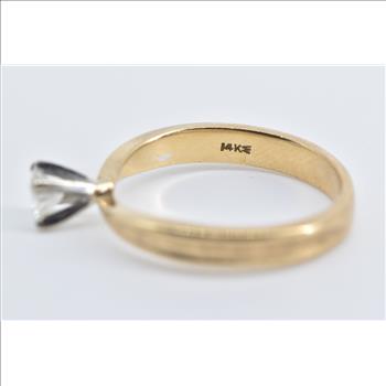 14K 0.27 Ct Diamond Solitaire Vintage Engagement Yellow Gold Ring, Size 6.5