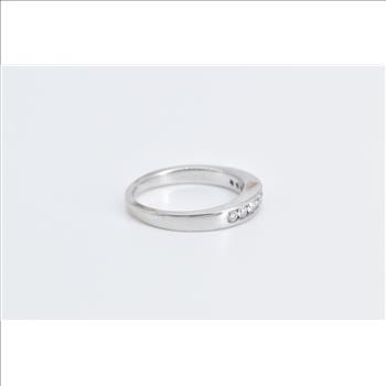 14K 0.27 Ctw Diamond Classic Wedding Band White Gold Ring, Size 5.75