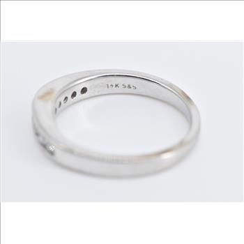 14K 0.27 Ctw Diamond Classic Wedding Band White Gold Ring, Size 5.75