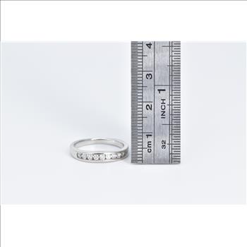 14K 0.27 Ctw Diamond Classic Wedding Band White Gold Ring, Size 5.75