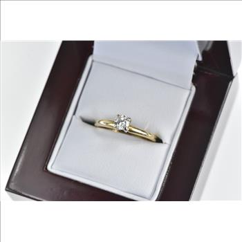 14K 0.28 Ct Diamond Solitaire Engagement Yellow Gold Ring, Size 6