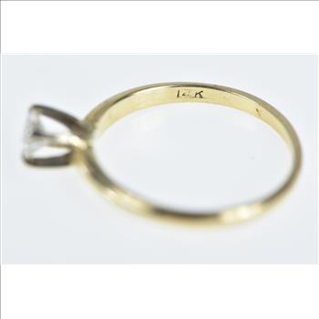 14K 0.28 Ct Diamond Solitaire Engagement Yellow Gold Ring, Size 6