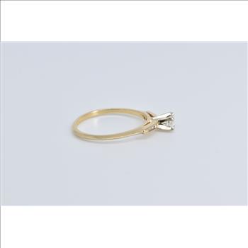 14K 0.28 Ctw Diamond Classic Engagement Yellow Gold Ring, Size 7.75