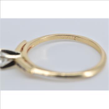 14K 0.28 Ctw Diamond Classic Engagement Yellow Gold Ring, Size 7.75