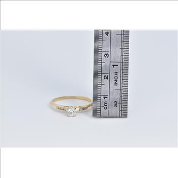 14K 0.28 Ctw Diamond Classic Engagement Yellow Gold Ring, Size 7.75