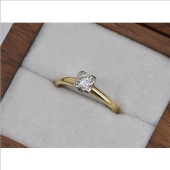 14K 0.30 Ct Diamond Solitaire Engagement Promise Yellow Gold Ring, Size 5.75