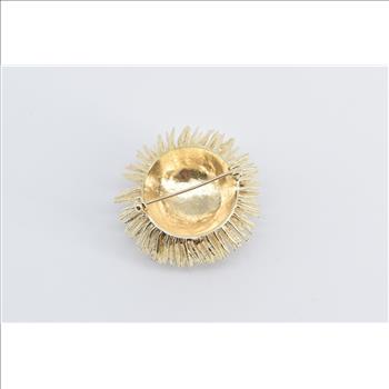14K 0.30 Ct Diamond Solitaire Sea Urchin Pom Ball Yellow Gold Pin/Brooch