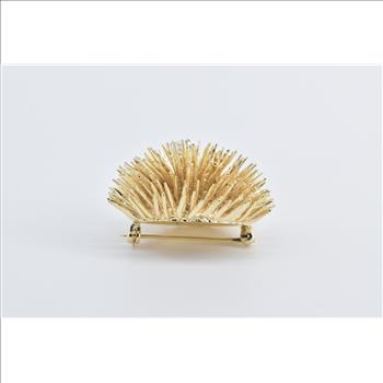14K 0.30 Ct Diamond Solitaire Sea Urchin Pom Ball Yellow Gold Pin/Brooch