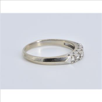 14K 0.30 Ctw Classic Diamond Wedding Band White Gold Ring, Size 6.25