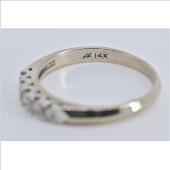 14K 0.30 Ctw Classic Diamond Wedding Band White Gold Ring, Size 6.25