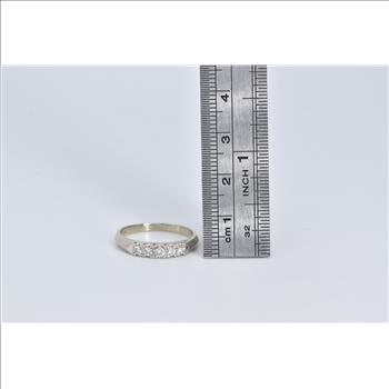 14K 0.30 Ctw Classic Diamond Wedding Band White Gold Ring, Size 6.25