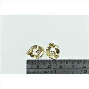 14K 0.30 Ctw Diamond Curb Chain Link Stud Yellow Gold Earrings