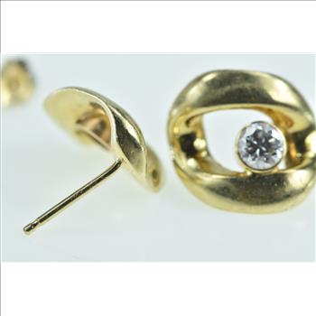 14K 0.30 Ctw Diamond Curb Chain Link Stud Yellow Gold Earrings