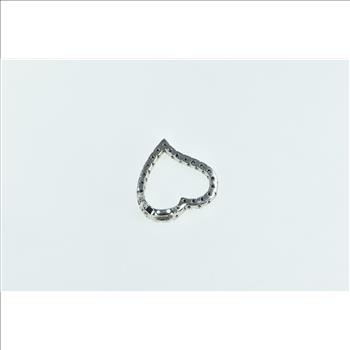 14K 0.30 Ctw Diamond Heart Love Symbol Vintage White Gold Pendant