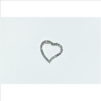 14K 0.30 Ctw Diamond Heart Love Symbol Vintage White Gold Pendant