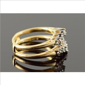 14K 0.30 CTW Diamond Inset Wedding Band Guard Yellow Gold Ring, Size 5.25