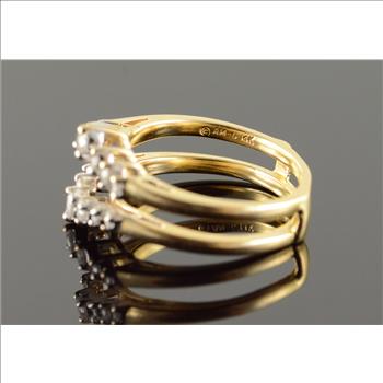 14K 0.30 CTW Diamond Inset Wedding Band Guard Yellow Gold Ring, Size 5.25