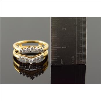 14K 0.30 CTW Diamond Inset Wedding Band Guard Yellow Gold Ring, Size 5.25