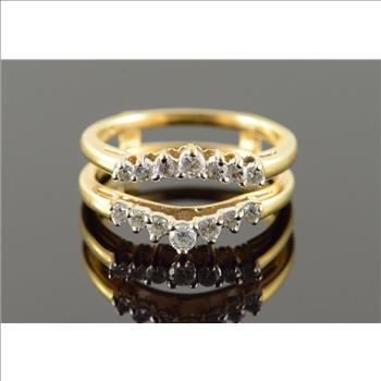 14K 0.30 CTW Diamond Inset Wedding Band Guard Yellow Gold Ring, Size 5.25