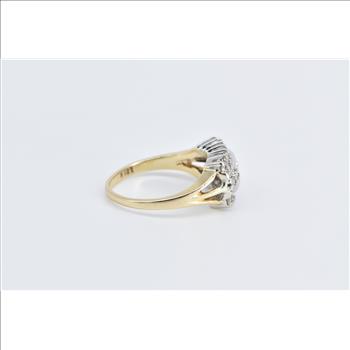 14K 0.30 Ctw Diamond Vintage Cluster Band Yellow Gold Ring, Size 5.5