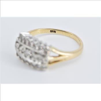 14K 0.30 Ctw Diamond Vintage Cluster Band Yellow Gold Ring, Size 5.5