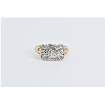 14K 0.30 Ctw Diamond Vintage Cluster Band Yellow Gold Ring, Size 5.5