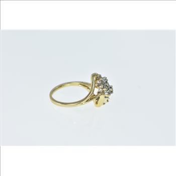 14K 0.30 Ctw Diamond Wavy Cluster Vintage Yellow Gold Ring, Size 3