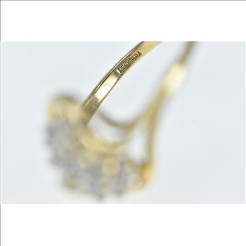 14K 0.30 Ctw Diamond Wavy Cluster Vintage Yellow Gold Ring, Size 3