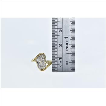 14K 0.30 Ctw Diamond Wavy Cluster Vintage Yellow Gold Ring, Size 3