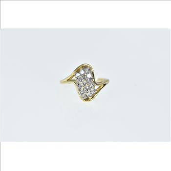 14K 0.30 Ctw Diamond Wavy Cluster Vintage Yellow Gold Ring, Size 3