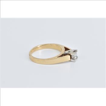 14K 0.32 Ct Princess Diamond Solitaire Engagement Yellow Gold Ring, Size 4.75