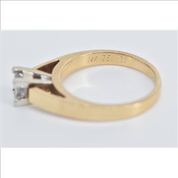 14K 0.32 Ct Princess Diamond Solitaire Engagement Yellow Gold Ring, Size 4.75