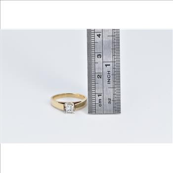 14K 0.32 Ct Princess Diamond Solitaire Engagement Yellow Gold Ring, Size 4.75