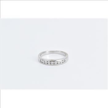 14K 0.32 Ctw Diamond Classic Curved Wedding Band White Gold Ring, Size 5.75