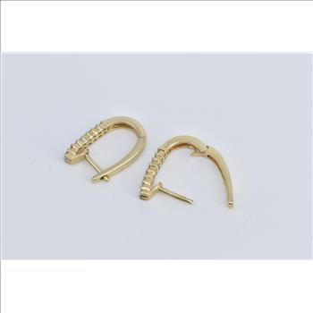 14K 0.32 Ctw Diamond Oval Fashion Hoop 15.8mm Yellow Gold Earrings