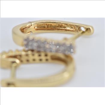 14K 0.32 Ctw Diamond Oval Fashion Hoop 15.8mm Yellow Gold Earrings