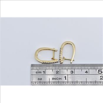 14K 0.32 Ctw Diamond Oval Fashion Hoop 15.8mm Yellow Gold Earrings