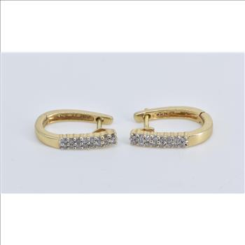 14K 0.32 Ctw Diamond Oval Fashion Hoop 15.8mm Yellow Gold Earrings