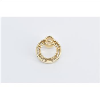 14K 0.32 Ctw Diamond Pearl Vintage Circle Round Yellow Gold Pendant