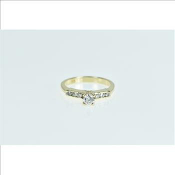 14K 0.33 Ctw Diamond Classic Engagement Yellow Gold Ring, Size 4.5