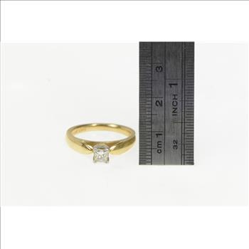 14K 0.35 Ct Princess Cut Diamond Engagement Yellow Gold Ring, Size 6.75