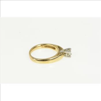 14K 0.35 Ct Princess Cut Diamond Engagement Yellow Gold Ring, Size 6.75