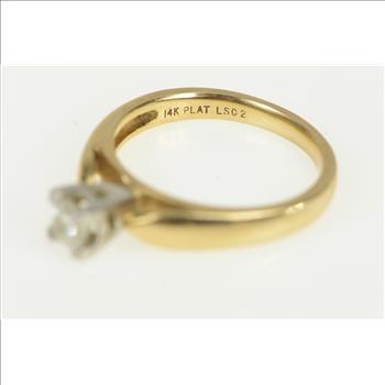 14K 0.35 Ct Princess Cut Diamond Engagement Yellow Gold Ring, Size 6.75