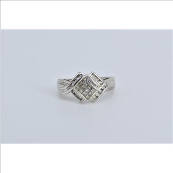 14K 0.35 Ctw Invis Princess Diamond Cluster White Gold Ring, Size 7