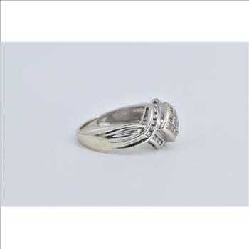 14K 0.35 Ctw Invis Princess Diamond Cluster White Gold Ring, Size 7