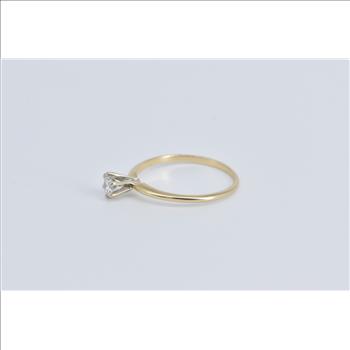 14K 0.36 Ct Diamond Solitaire Classic Engagement Yellow Gold Ring, Size 5.5